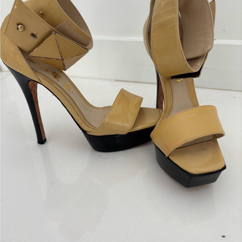 L.A.M.B. Yellow and Black Platform Heels
